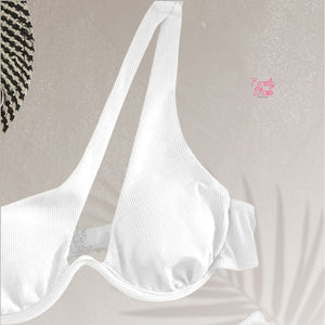 Asymmetrical Cut Out Solid Bikini - White