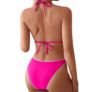PREORDER Triangle Scalloped Trim 2 Piece Bikini - Hot Pink