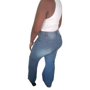 Ripped Dark Wash Full Length Cut Off Denim Mom Jeans (No Stetch)