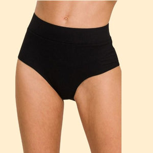 High Waist High Cut Full Coverage Panties - Black