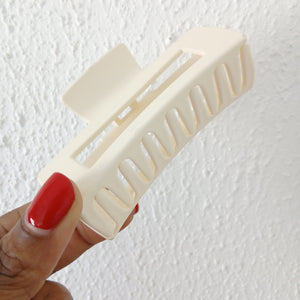 Large Matte Rectangle Claw Clip - Light Cream