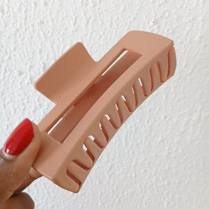 Large Matte Rectangle Claw Clip - Peach