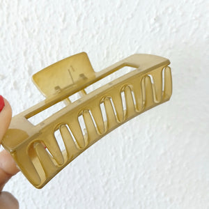 Large Glossy Rectangle Claw Clip - Olive