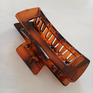 Large Glossy Rectangle Claw Clip - Tortoise Shell