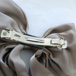 Oversized Long Tail Satin Bow Hair Clip - Black