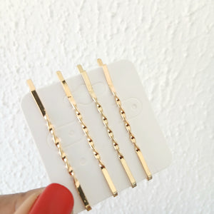 Fashion Gold Tone Wavy Hair Bobby Pins - Set 1