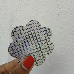 Disposable Flower Nipple Cover Pasties - Silver Scales