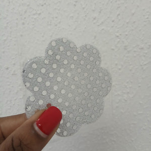 Disposable Flower Nipple Cover Pasties - Silver Dots