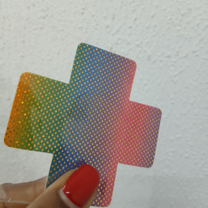 Disposable Cross Nipple Cover Pasties - Dark Rainbow Point