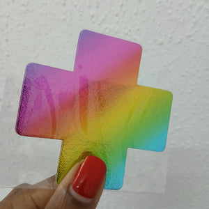 Disposable Cross Nipple Cover Pasties - Bright Rainbow