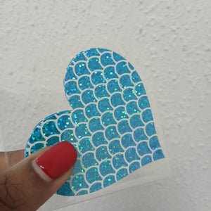 Disposable Heart Nipple Cover Pasties - Blue Scales