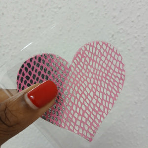 Disposable Heart Nipple Cover Pasties - Pink Iridescent Snake