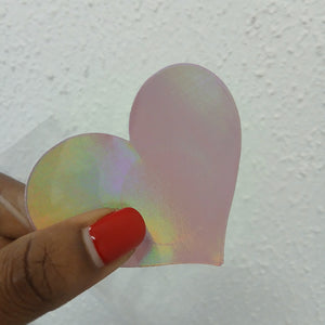 Disposable Heart Nipple Cover Pasties - Pink Iridescent