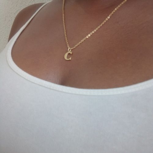 Stainless Gold Initial Dainty Necklace - C