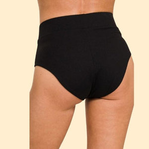 High Waist High Cut Full Coverage Panties - Black
