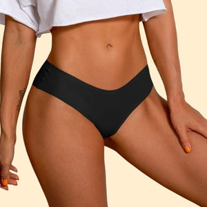 Seamless Stretchy Bikini Cut Panties - Black