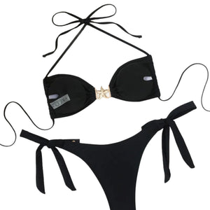 PREORDER Halter Starfish Accent 2 Piece Bikini - Black