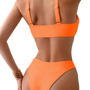 PREORDER Ribbed Twist Knot 2 Piece Bikini - Orange