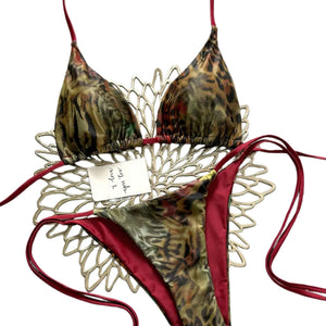PREORDER Triangle String Animal Print 2 Piece Bikini - Multi Red