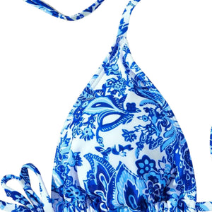 PREORDER Triangle String Paisley Print 2 Piece Bikini - Blue