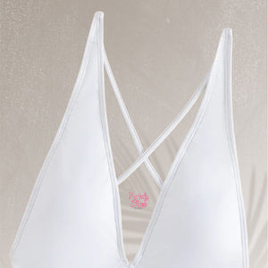 PREORDER Solid Strappy Backless One Piece Monokini - White