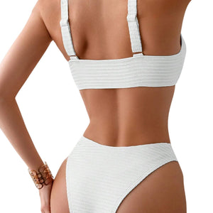 PREORDER Ribbed Twist Knot 2 Piece Bikini - White