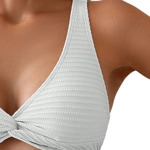 PREORDER Ribbed Twist Knot 2 Piece Bikini - White