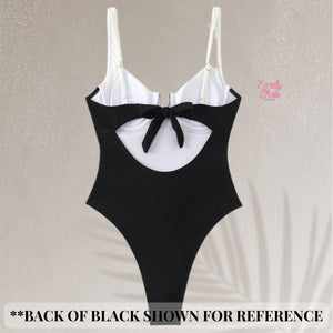 PREORDER Solid Contrast One Piece Monokini - White