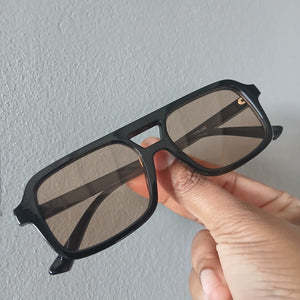 Black Tea Lens Retro Top Bar Small Frame Sunglasses - Farrah