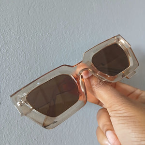 Champagne Boxy Angled Flat Top Sunglasses - Roxxy