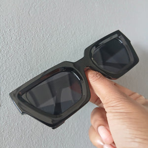 Black Boxy Angled Flat Top Sunglasses - Roxxy
