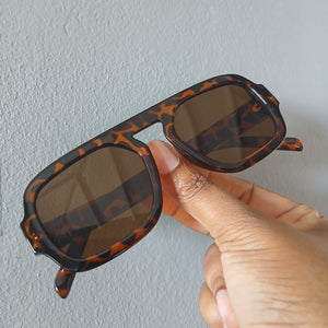 Brown Leopard Flat Top Blocky Bridgeless Sunglasses - Stevie