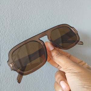 Brown Tea Flat Top Blocky Bridgeless Sunglasses - Stevie