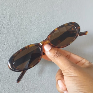 Dark Tortoiseshell Small Retro Oval Frame Sunglasses - Daisy