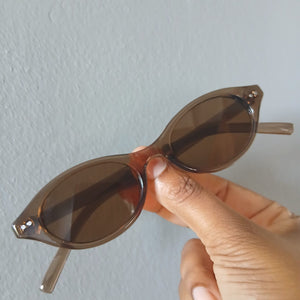 Jelly Brown Small Retro Oval Frame Sunglasses - Gigi