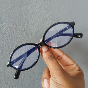 Black Retro Small Oval Frame Clear Glasses - Kora