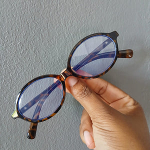 Tortoiseshell Retro Small Oval Frame Clear Glasses - Kora