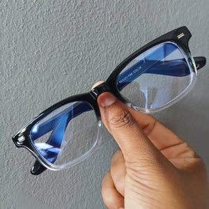 Black Gradient Small Thick Frame Clear Glasses - Sealy