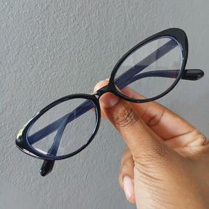 Black Retro Soft Cat Eye Small Frame Clear Glasses - Aveline