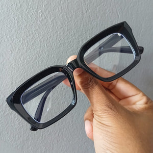Black Thick Frame Clear Glasses - Clarice