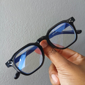 Black Small Geometric Frame Clear Glasses - Faye