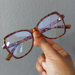 Tortoiseshell Modern Angled Skinny Frame Clear Glasses - Gemma