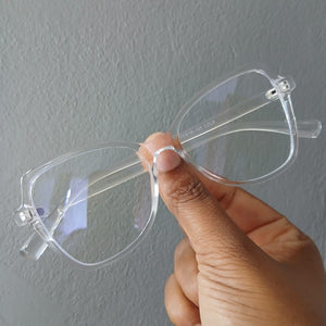 Modern Angled Skinny Frame Clear Glasses - Gemma