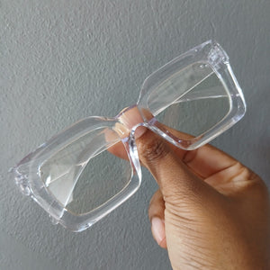 Chunky Oversized Square Frame Clear Glasses - Elowen