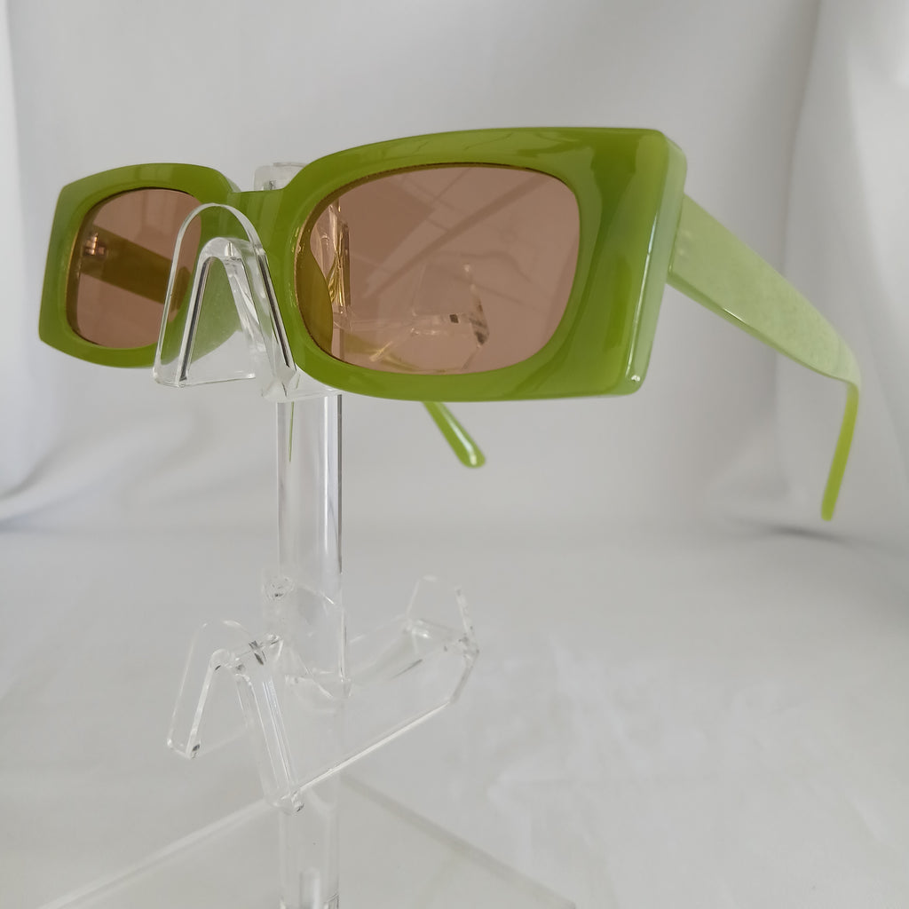 Green Small Rectangle Boxy Frame Sunglasses - Poppie