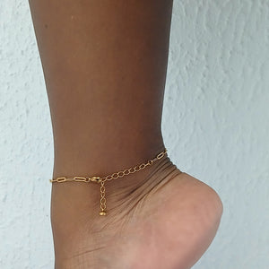 Stainless Gold Medium Paperclip Chain Anklet