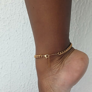 Stainless Gold Chunky Curby Cuban Chain Anklet