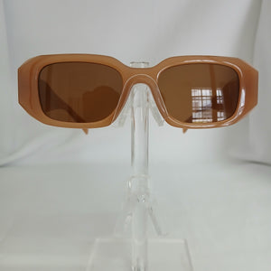 Light Brown Geometric Rectangle Frame Sunglasses - Jiah