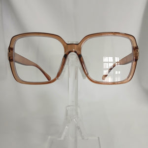 Light Brown Retro Large Square Frame Clear Glasses - Marsey
