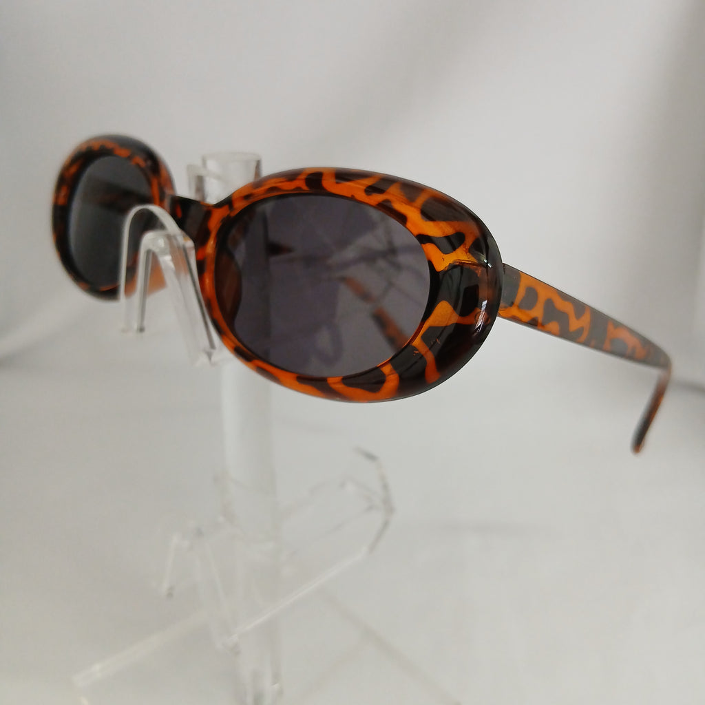 Leopard Retro Small Oval Frame Sunglasses - Daphni
